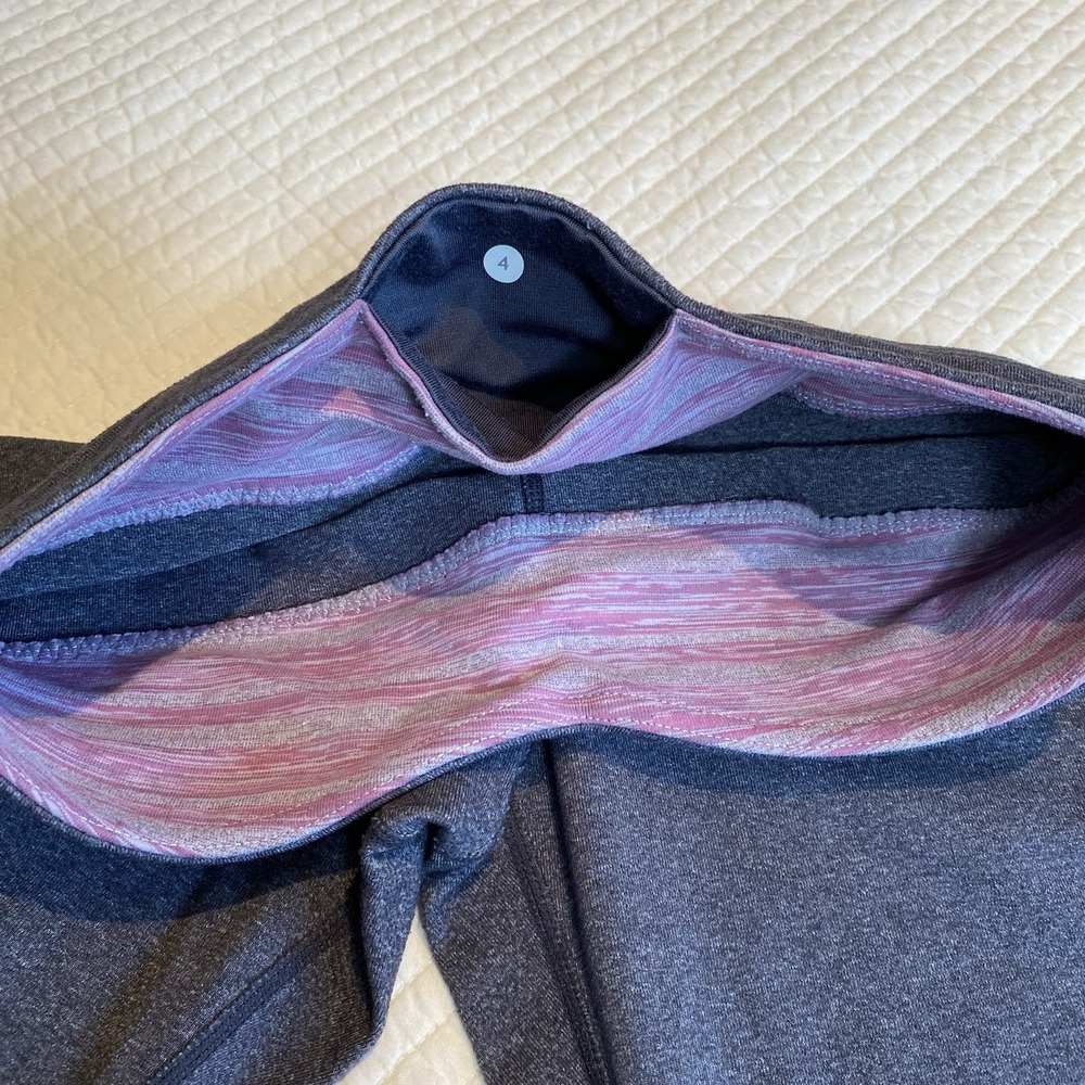 Lululemon 3/4 Leggings Crop Bundle Size 4 Soul Cycle Skull V Waist Black Gray - Picture 13 of 16